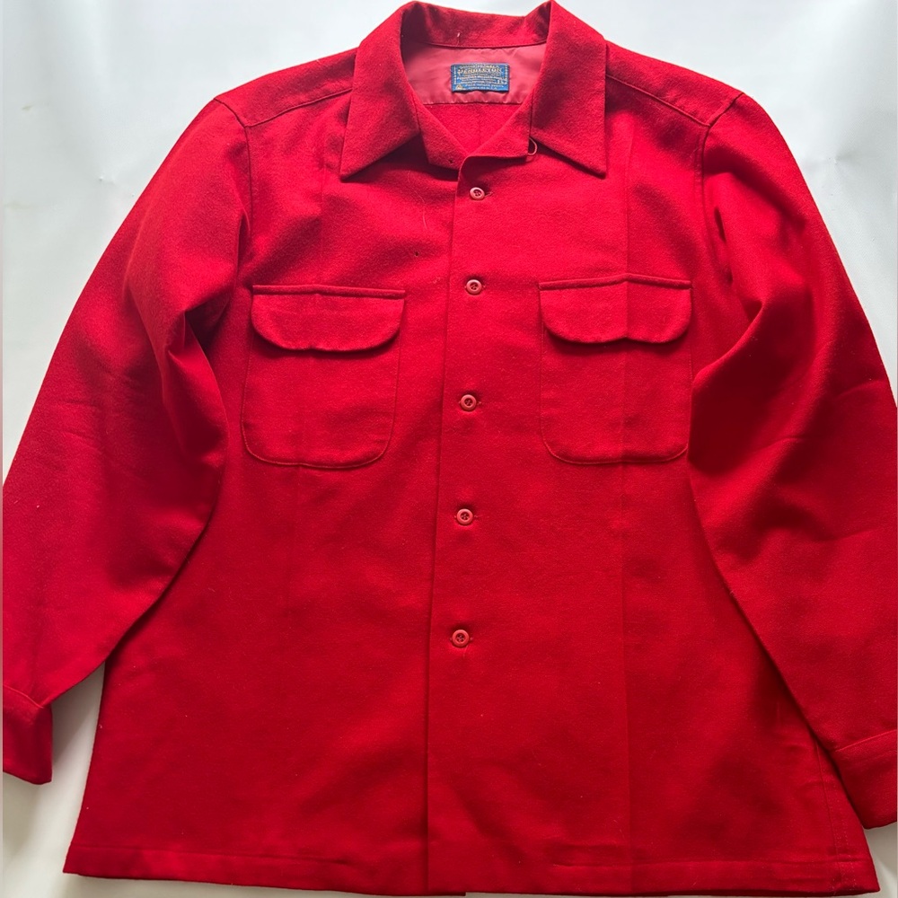 Pendleton Red Button-Up Wool Shirt Jacket - image 1